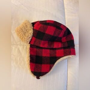 Cat & Jack Target Toddler Buffalo Plaid Trapper Hat with Sherpa Lining Sz 2-5